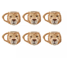 Load image into Gallery viewer, Set of 6 Lion Head Ceramic Mugs
