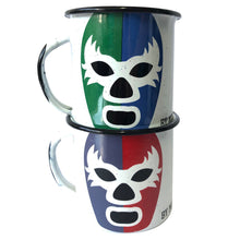 Load image into Gallery viewer, Coffee Enamel Mexican Wrestling Mug Set of 2 - ByMexico
