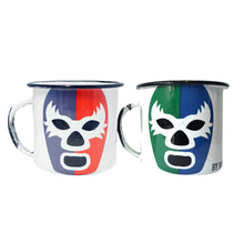 Load image into Gallery viewer, Coffee Enamel Mexican Wrestling Mug Set of 2 - ByMexico
