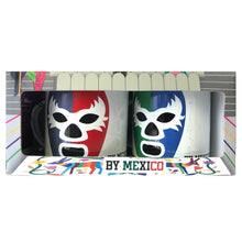 Load image into Gallery viewer, Coffee Enamel Mexican Wrestling Mug Set of 2 - ByMexico
