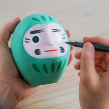 Load image into Gallery viewer, Green Japanese Daruma Doll- Wish Fulfiller 10cm
