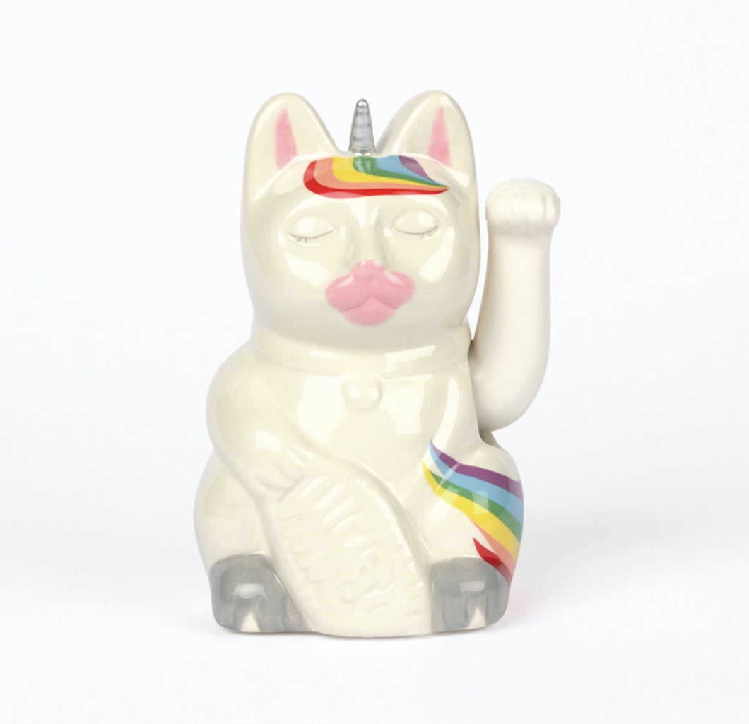 Unicorn Maneki Neko Lucky Cat Ceramic 15cm