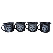 Load image into Gallery viewer, Set of 4 Pewter Mini Mugs Mexican Catrines Skulls - ByMexico

