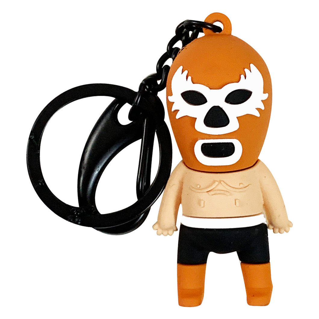 Mexican Wrestler Shaped 3D Keyring Orange 5.5cm - ByMexico