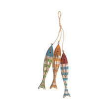 Load image into Gallery viewer, String of 3 Wooden Fishes H20cm - Hanging Decoration
