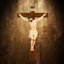 Load image into Gallery viewer, Cross with Jesus Resin Home Decoration 30cm
