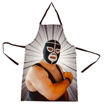 Load image into Gallery viewer, Mexican Wrestling Lucha Libre Grey Apron - Mexipop Art Design
