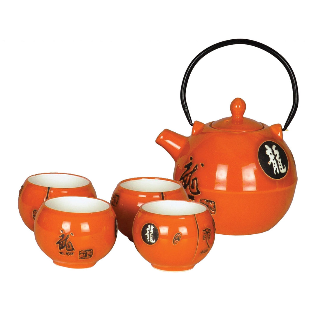 Orange Dragon Porcelain Teaset