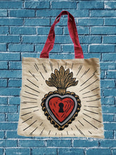 Load image into Gallery viewer, Mexican Ex-Voto Heart 100% Cotton Tote-Bag By Wajiro Dream -Mexipop Art Design
