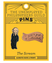 Load image into Gallery viewer, The Scream &amp; Melancholy Quote Pins by The Unemployed Philosophers Guild
