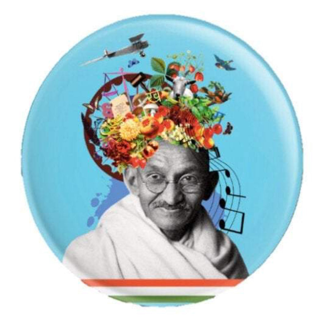 Gandhi Fridge Magnet Round