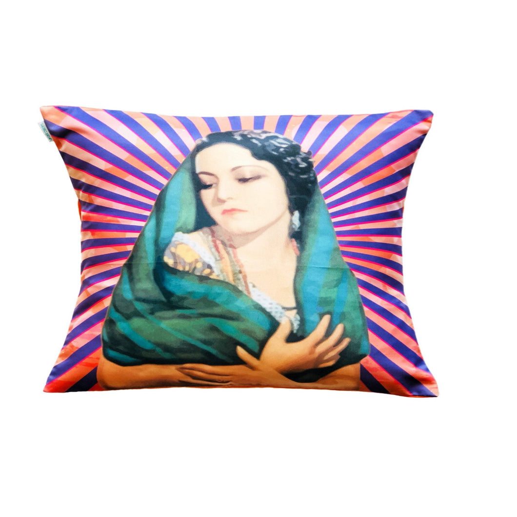 Mexican Lady with Scarf MexiPop Art Design Cushion Cover 35 x 35 Cm