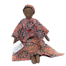 Load image into Gallery viewer, african lady handmade doll with head band and earrings handmade and fair trade
