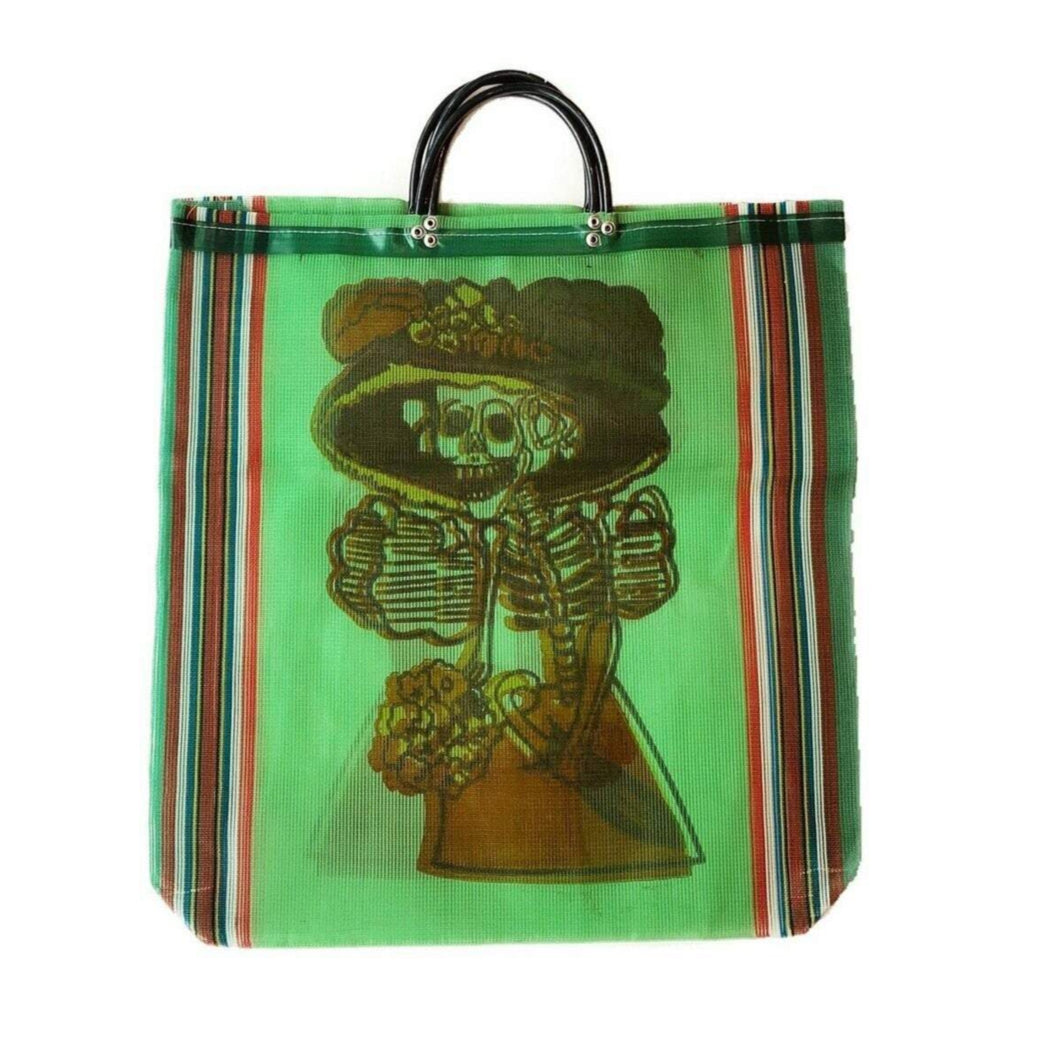 Mexican Catrina Shopping Bag - Green 48 x 45cm Approx
