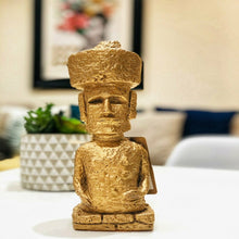 Load image into Gallery viewer, Unique Gold Moai with Pukoa - Easter Island. Hand painted. Home decor
