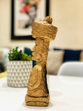 Load image into Gallery viewer, Unique Gold Moai with Pukoa - Easter Island. Hand painted. Home decor
