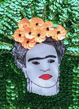 Load image into Gallery viewer, Sewing patch Frida radiant green 15cm - Mexican Art Handmade
