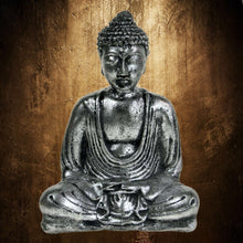 Load image into Gallery viewer, Silver Sitting Buddha in Meditation Pose - Ornament Gift 17cm
