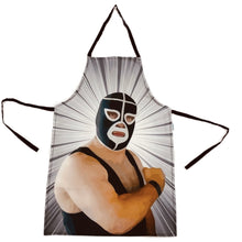 Load image into Gallery viewer, Mexican Wrestling Lucha Libre Grey Apron - Mexipop Art Design
