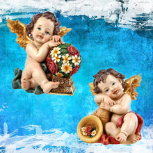 Load image into Gallery viewer, Set of 2 Angels Figurines Resin 14cm
